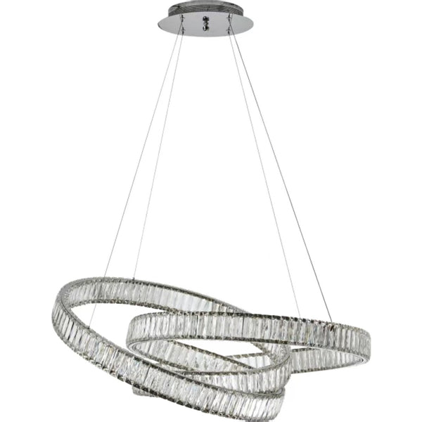 Modern Crystal & Chrome Metal LED Pendant Light