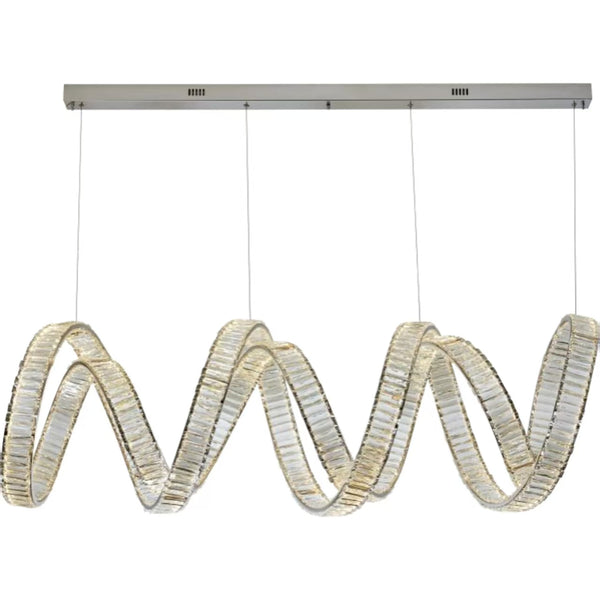 Modern Linear LED Crystal wave Pendant Chandelier